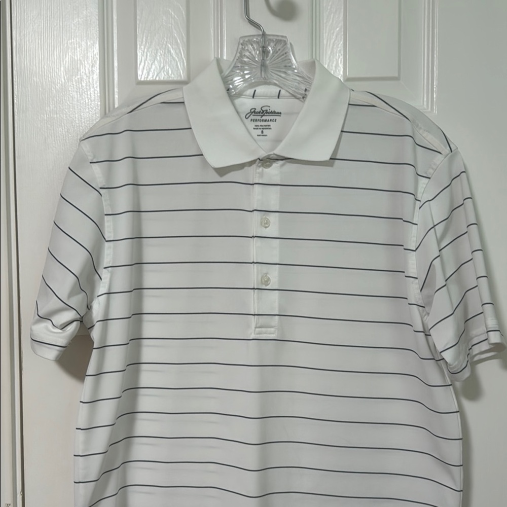 Classic White and Black Striped Polo Shirt